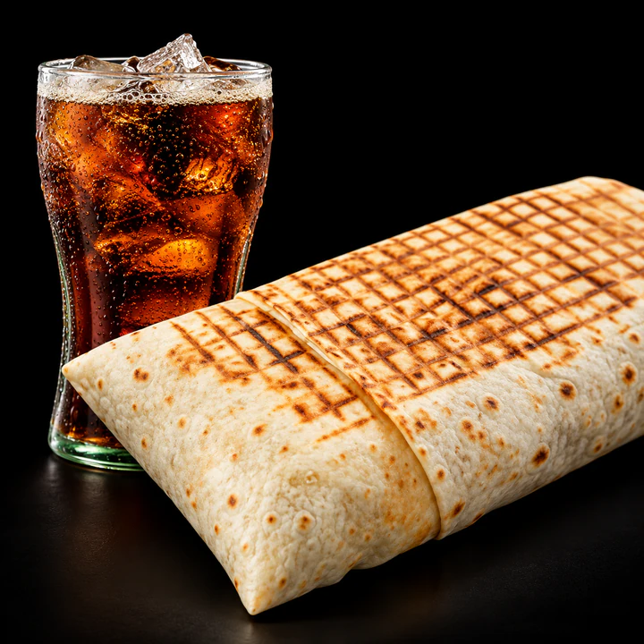 Tacos grillé et sa boisson