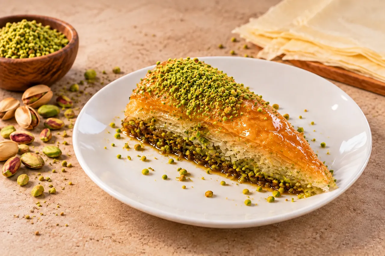 Part de baklava aux pistaches